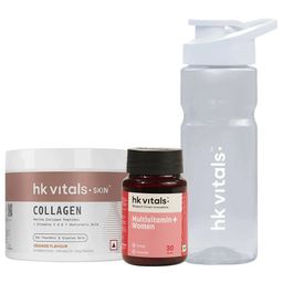 HealthKart HK Vitals Skin Radiance Collagen 100 g Orange & Multivitamin Plus Women 30 Tabs & Sipper Combo-20