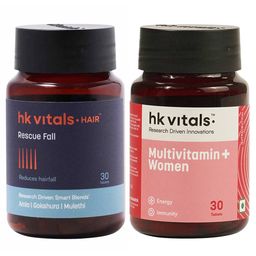 HealthKart HK Vitals Multivitamin Plus Women & Rescue Fall 30 Tabs Combo-10