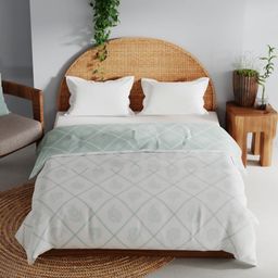 BIANCA Grey & Green Floral Printed AC Room 150 GSM Cotton Double Bed Dohar-picture-3