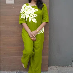 Naida Printed Round Neck Top With Trousers Co-Ords-picture-45
