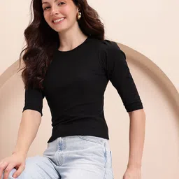 Mast & Harbour Ribbed Puff Sleeve Top-picture-42