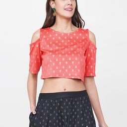 Global Desi Women Pink & Gold-Toned Printed Top-picture-11