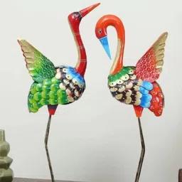 CRAFTAM Red & Green 2 Pieces Swan Metal Figurine Showpieces-image-53