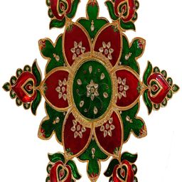 Kala Samarpan Green & Red Meenakari Foldable Rangoli With Centerpiece-4