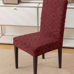 HOUSE OF QUIRK Set Of 6 Maroon Self Design Chair Covers-picture-17
