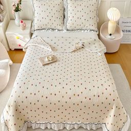 JC HOME Pink & White Printed Double King Bed Covers-image-70
