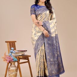 Astita Paisley Woven Design Zari Banarasi Saree-image-91