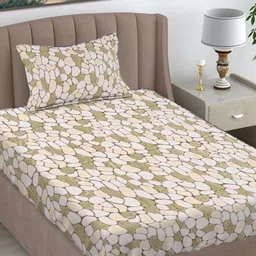 FABINALIV Green & White Single Bedsheet with 1 Pillow Covers-image-94