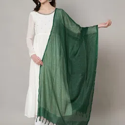 MUFFLY Checked Tasselled Cotton Dupatta-52