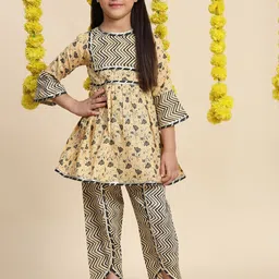 Cutiekins Girls Floral Printed Regular Kurta with Dhoti Pants-picture-48