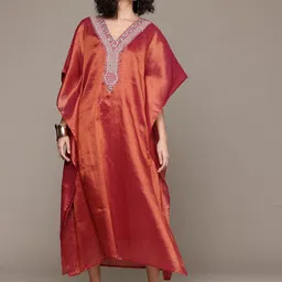 aarke Ritu Kumar Floral Embroidered Flared Sleeves Kaftan Midi Dress-picture-32