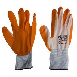 GENERIC Orange and White Free Size Finger Coated Safety Gloves, (Pack of 3 Pair)-21