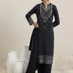 Libas Floral Printed Straight Kurta With Trousers & Dupatta-picture-18