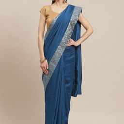 KALINI Blue Solid Saree-image-29
