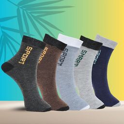 MJE Unisex Pack Of 5 Printed Anti-Odour Ankle-Length Socks-image-41