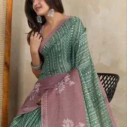 JYA Printed Tissue Silk Saree For Women With Blouse Piece-image-87