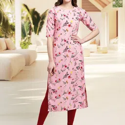 HERE&NOW Selection Of 2 Floral Printed Round Neck Straight Kurtas-picture-50
