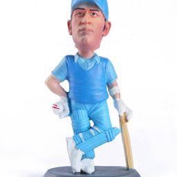 MS Dhoni Mahi Car Decoration Bobblehead Action Figure Blue Height 16 cm-image-57