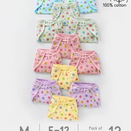 Babyhug Muslin Cotton Cloth Nappies Smiley Print Medium Pack Of 12- Multicolor-18