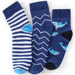 Pine Kids Cotton Blend Ankle Length Socks Shark Design Pack of 3(Colour May Vary)-image-90