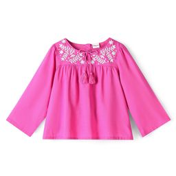 Babyhug 100% Rayon Full Sleeves Top With Embroidery & Tassel Detailing - Fuchsia-image-25