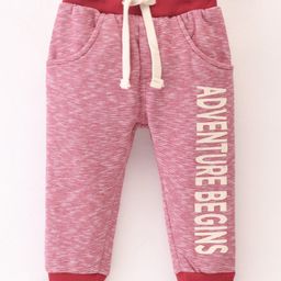 Ollypop Fleece Full Length Text Printed Lounge Pant - Navy Red-picture-12