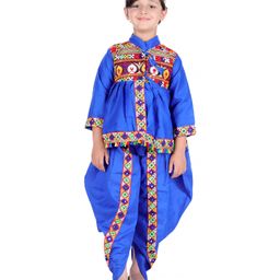 Itsmycostume Gujrati Garba & Kedia Cotton Full Sleeves Navratri Dress Theme Costume Set -Blue-image-38