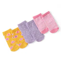 cute walk by babyhug Cutewalk by Babyhug Anti-Bacterial Ankle Length Socks Hearts Design Pack of 3 - Multicolour-picture-33