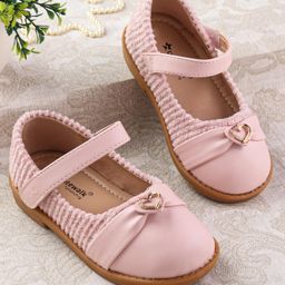 Cute Walk by Babyhug Velcro Closure Ballerina with Heart Applique - Pink-image-15