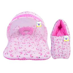 Babytoons Baby Bedding Set New Born Mosquito Net Bed & Sleeping Bag Combo (0-6 Months) Pink-26