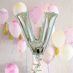 Decor Mantra V letter alphabet foil baloon is perfect for birthday decoration- Silver - Pack of 1-picture-37