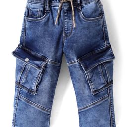 Ruff Denim Woven Full Length Washed Jeans with Pockets - Blue-image-92