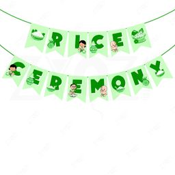 Zyozi Rice Ceremony Banner, Annaprashan Decorations Items (Green & White)-picture-5