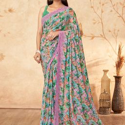 DIVASTRI Floral Poly Georgette Saree-image-95