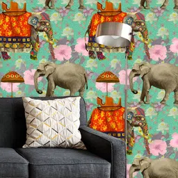 ArtzFolio Printed UV-Resistant Anti-Bacterial Elephant Pattern Peel & Stick Wallpaper-image-51