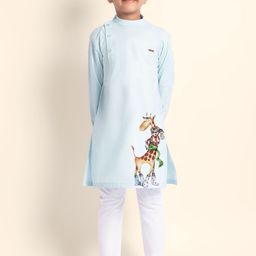 DEVOILER Boys Ethnic Motifs Printed Thread Work Kurta-6