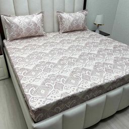 Pure Decor Royal Passion Pink Printed Pure Cotton 260 TC Queen Bedsheet Set 2.28m x 2.54m-image-69