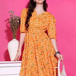 Moda Rapido Floral Print Crepe Fit & Flare Dress-picture-48