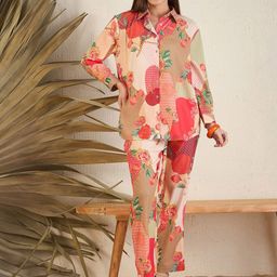 Anouk Floral Printed Collar Neck Shirt With Palazzos Co-Ords-image-16