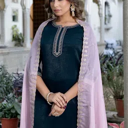 SANISA Women Velvet Embroidered Kurta Sets With Dupatta-picture-33