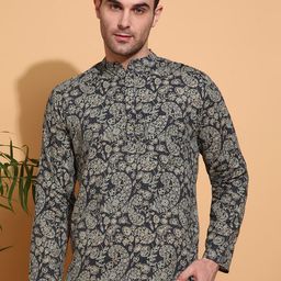Anouk Men Geometric Printed Thread Work Kurta-12
