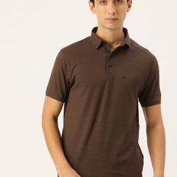 FIFTY TWO Geometric Self Designed Polo Collar Dri-Fit T-shirt-image-61