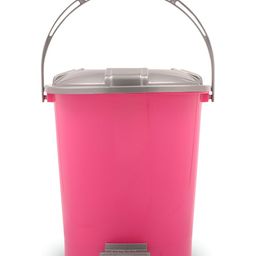 Kuber Industries Pink & Grey 3 Pieces Pedal Dustbin With Lid & Handle 10 L Each image 2
