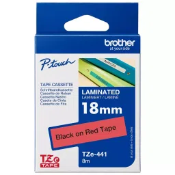 BROTHER Tape, Black On Red, 18Mm W, 8M L, TZE-441-11