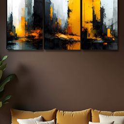 Myntra Elegant Homes Yellow & White 3 Pieces Abstract Wall Art-image-83