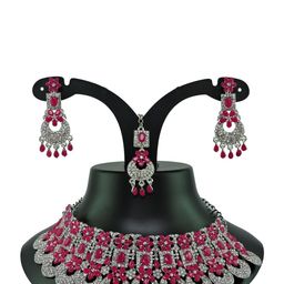 VATSALYA creation Alloy Gold- plated Ruby Red Jewellery Set-18