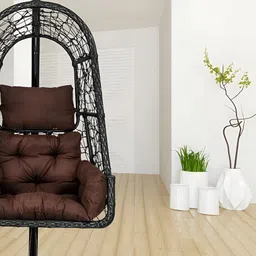 Swingzy Black & Brown Textured Hammock Swing With Cushion-picture-6
