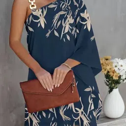 KPOP Women Printed Asymmetric Neck Sheath Mini Dress-picture-30