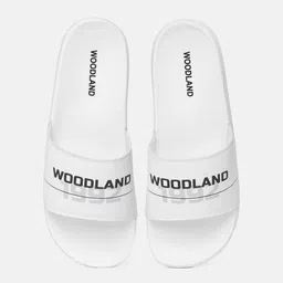 Woodland Men White & Black Printed Sliders-picture-34