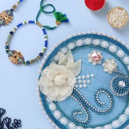 Floweraura 2 Pcs Rakhi With Pooja Thali Gift Set-image-8